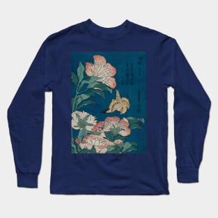 Hokusai Peonies and Canary Vintage Japanese Art Long Sleeve T-Shirt